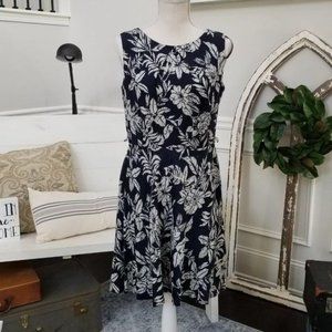 AGB Blue Sleeveless Tropical Print Dress Size 8